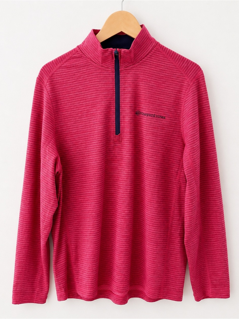 Vineyard Vines Performance 1/4 Zip Pullover Men’s L Pink Stripe Golf Preppy Top